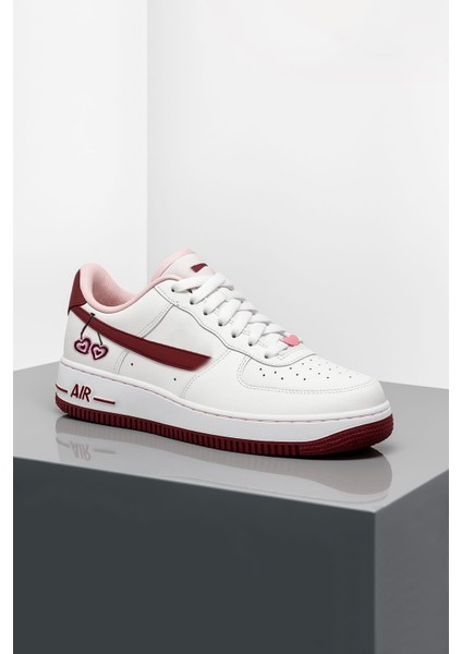 Happy Valentines Day Force 1 Kirazlı Sneaker Yüksek ve Kaydırmaz Yüksek Tabanlı Kadın Spor Ayakkabı
