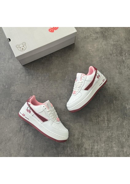Happy Valentines Day Force 1 Kirazlı Sneaker Yüksek ve Kaydırmaz Yüksek Tabanlı Kadın Spor Ayakkabı