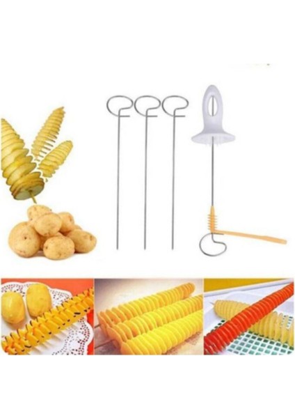 Pratik Spiral Patates Dilimleyici, Kolay ve Hızlı Kullanımlı Mutfak Aleti