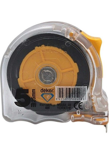 Şeffaf Şerit Metre 5×25 Mm, Dayanıklı ve Kullanışlı Ölçüm Aracı