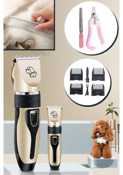 Kedi Köpek Bakım Seti, Tıraş, Tırnak, Törpü, Fırça, Pil ve Şarjli Çok Fonksiyonlu