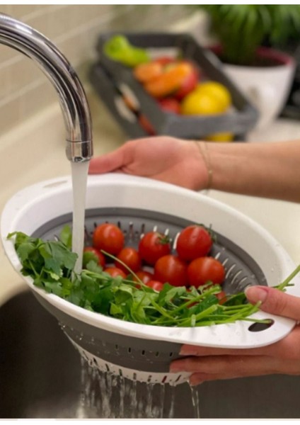 Pratik Katlanır Oval Meyve Sebze Süzgeci, 31X23CM, Yer Tasarrufu fiyatları