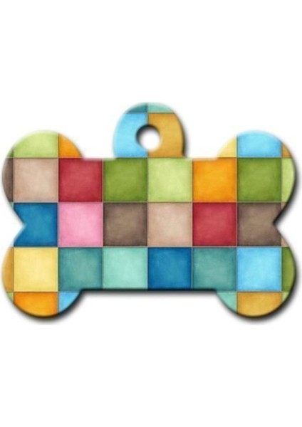 Kare Desenli Büyük Evcil Hayvan Kimlik Etiketi