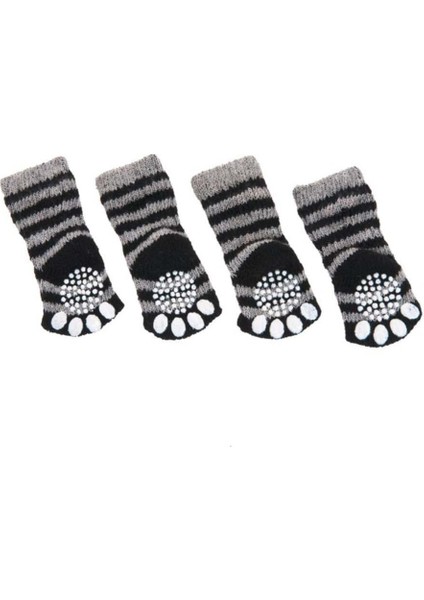 4'lü Köpek Çorabı Seti, 45X35MM, Gri ve Siyah, Konforlu ve Şık Tasarım