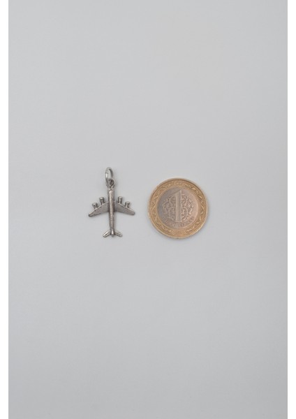 Küçük Uçak Siyah Deri Ip Kolye - Antik Gümüş Kaplama - Kadın Erkek - 60 cm indirimleri