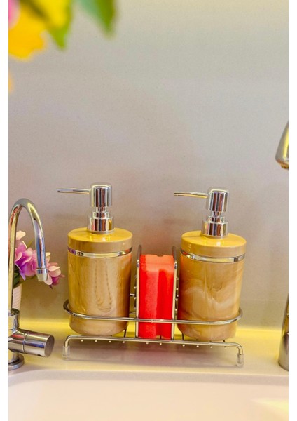 Stantlı 2'li Sıvı Sabunluk Seti Süngerlikli - Gümüş Renk Detaylı fırsatları