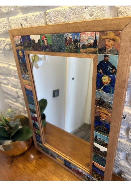 Masif Çerçeveli Mozaik Taş (Doğal-Mermer) Ayna 43X63 AYN190