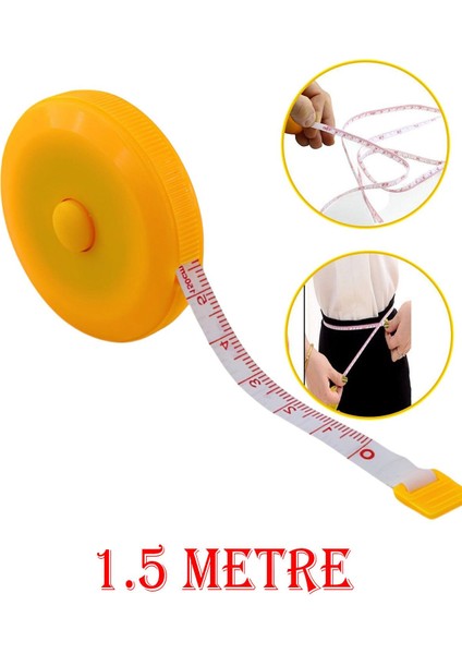 Otomatik Mezura 150 Cm, Makara, Ölçüm, Bel Bandı, Terzi Ölçüsü, Sağlam ve Kullanışlı