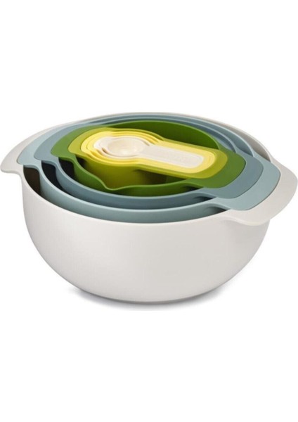 Beyaz 9'lu Karıştırma Kase Seti, Çok Amaçlı ve Dayanıklı Tasarım