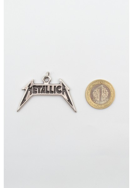 Metallica Yazılı Kolye - Düz Ezme Ithal Zincirli Unisex Gümüş Kaplama - 60 cm fırsatları