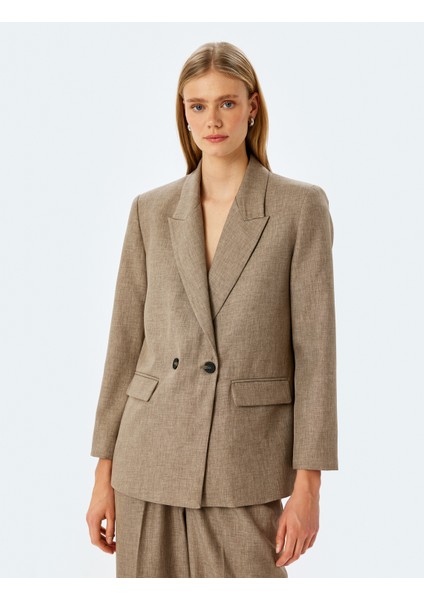 Yeni Sezon Kapaklı Cep Detaylı Kruvaze Oversize Blazer Ceket modelleri