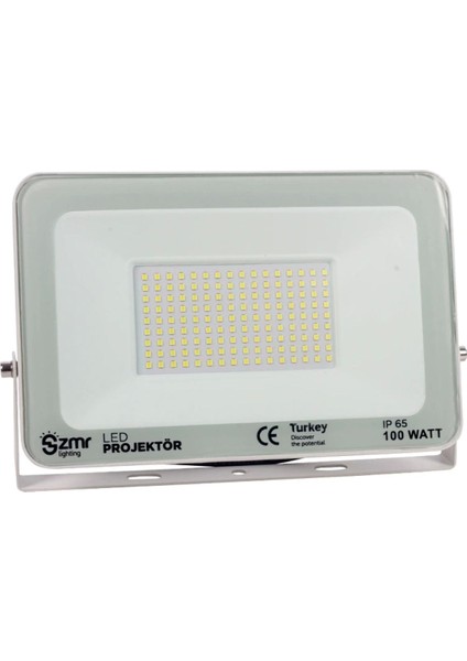 100 W, 220V, 6500K, IP65, 150° Açı, Beyaz, Slim Kasa, LED Projektör