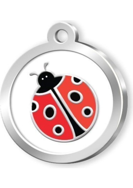 Beyaz Mineli Uğur Böceği Desenli Künye, Sevimli ve Şık Köpek ve Kedi Isimliği