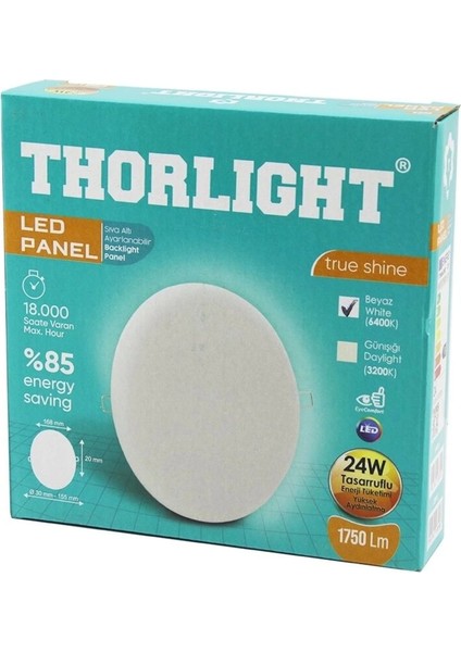 24W Beyaz LED Panel, Ayarlı, Siva Altı, Mandallı, 6400K, 1750LM, Uzun Ömür
