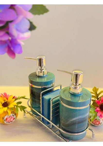 Stantlı 2'li Sıvı Sabunluk Seti Süngerlikli - Gümüş Renk Detaylı fırsatları