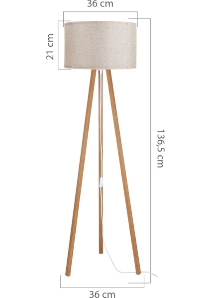 Şık Bej Tripod Lambader Abajur, Kumaş ve Ahşap Üç Ayak Tasarımı modelleri