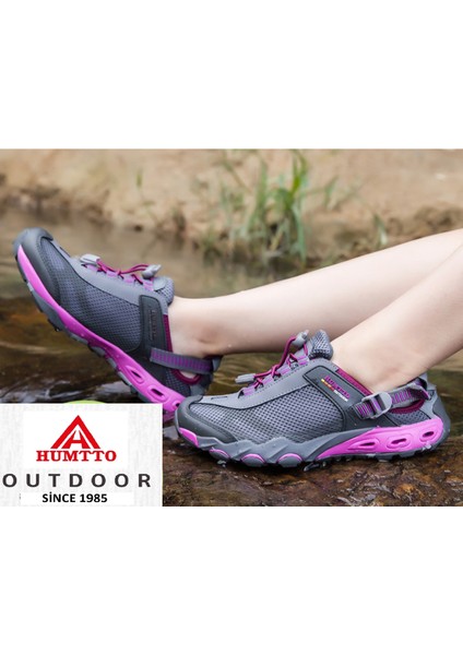 HM2605 Kadın Tekking Outdoor Gri Mor Spor Sandalet Ayakkabı