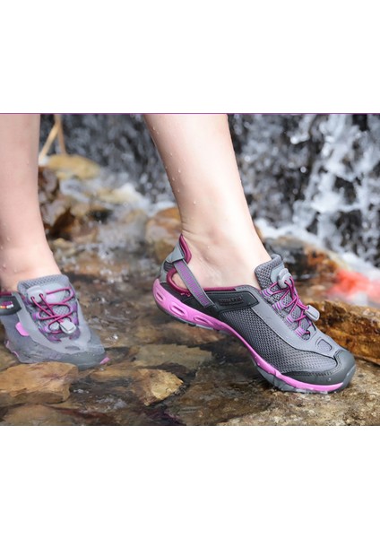 HM2605 Kadın Tekking Outdoor Gri Mor Spor Sandalet Ayakkabı