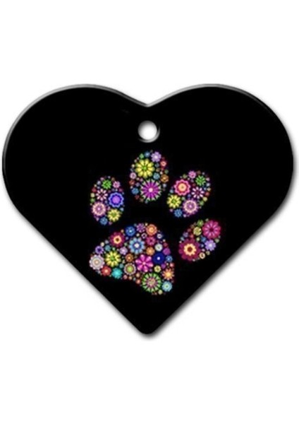 Renkli Kalpli Pati Desenli Künye, 2.5 Cm, Kedi ve Köpek Için, Sevimli Takı