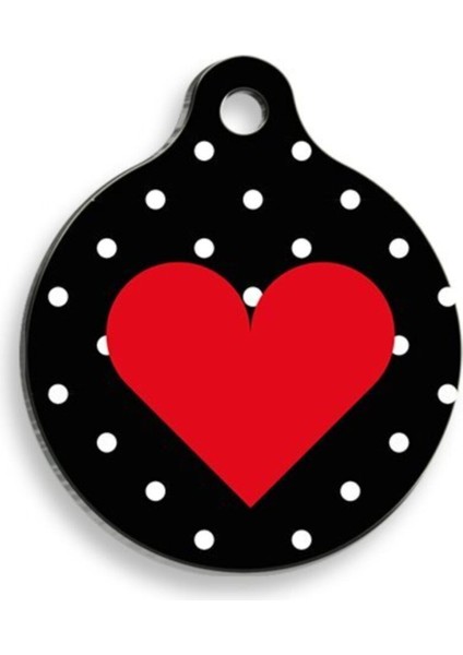 Kırmızı Kalp Yuvarlak Künyesi Kedi ve Köpek Için 2,1x3,1 cm