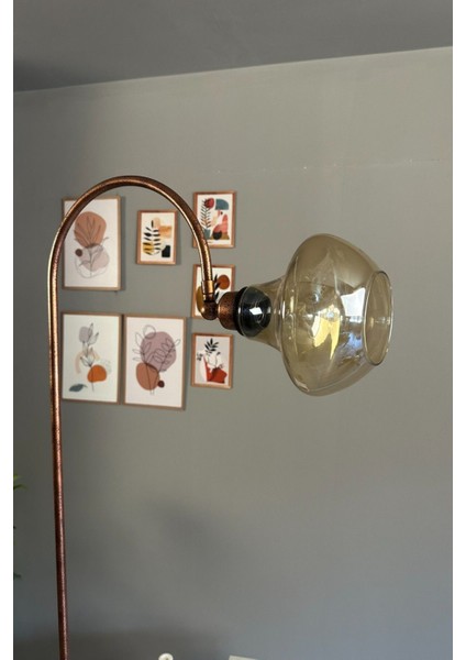 Modern Oturma Odası Için Şık Cam Bal Rengi Patina Gövde Lambader indirimleri