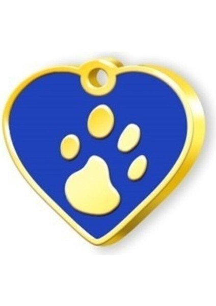 Lacivert Renkli Kalp Şeklinde Küçük Köpek ve Kedi Künye Seti