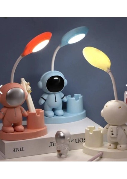 Çok Renkli Astronot Masa Lambası ve Kalemlik Seti, Eğlenceli Çocuk Odası Aksesuarı