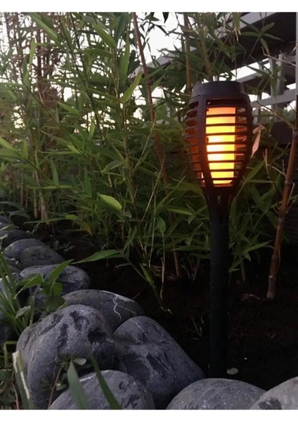 Renkli Solar Bahçe Lambası, Alev Efekti, Dış Mekan Aydınlatması