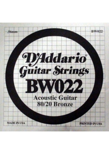 Akustik Gitar Teli 80/20 Bronz Wound, Tek Tel, Sol, BW022