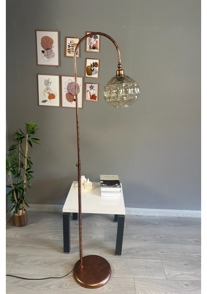 Modern Bej Cam Bal Rengi Patina Gövde Lambader, Oturma Odası Şıklığı Için Ideal