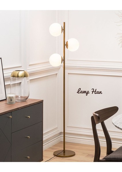 3 Camlı Sarı Zemin Lambası Özel Tasarım Lambader, Şık ve Modern Aydınlatma fiyatları