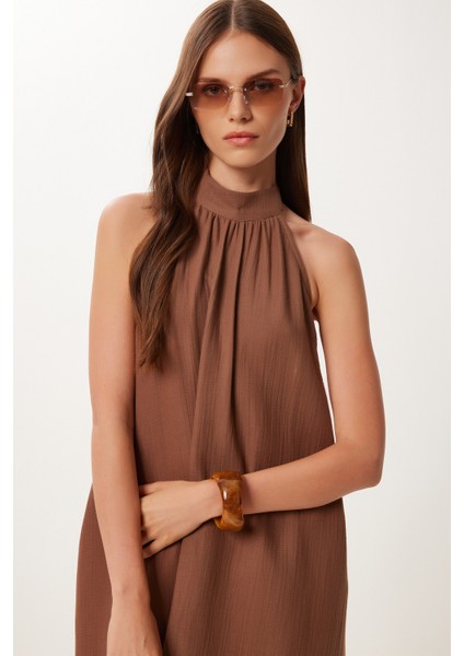 Halter Yaka Yazlık Müslin Elbise