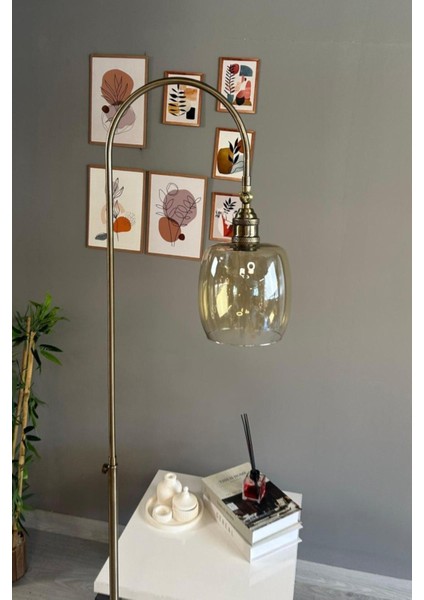 Cam Bal Rengi Lale Tasarımlı Modern Oturma Odası Lambaderi fiyatları