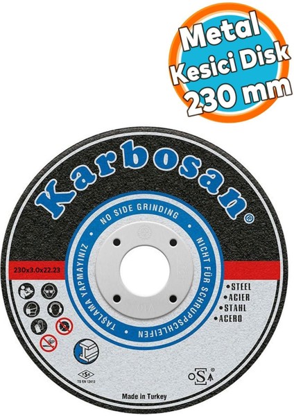 230X3.0X22.23 mm Metal Kesici Taş Disk Spiral Demir Kesme Diski