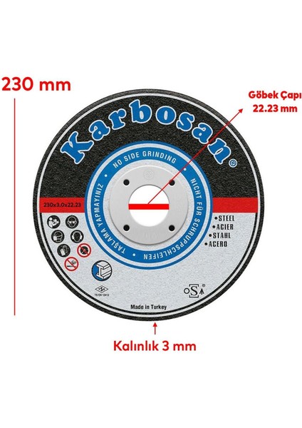 230X3.0X22.23 mm Metal Kesici Taş Disk Spiral Demir Kesme Diski fiyatları