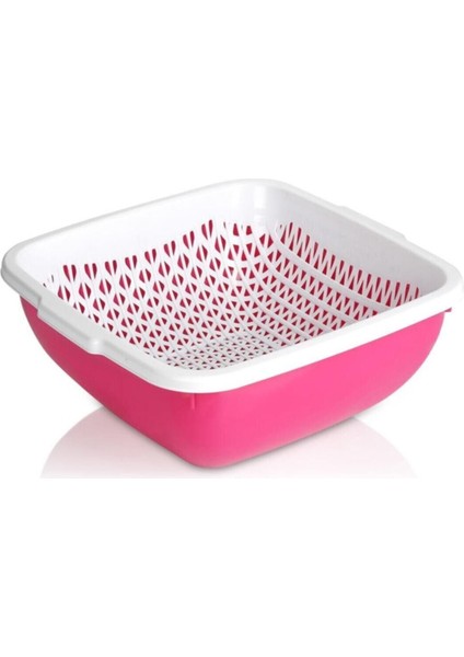 Turuncu 6l Kare Süzgeçli Kase, Pratik ve Şık Mutfak Gereci