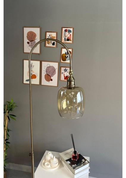 Cam Bal Rengi Lale Tasarımlı Modern Oturma Odası Lambaderi indirimleri