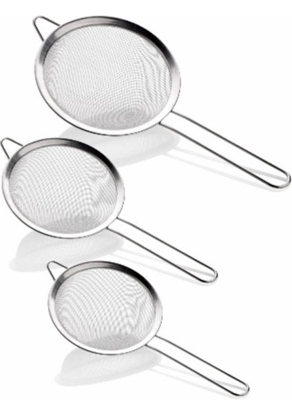 3'lü Paslanmaz Çelik Süzgeç Seti, Farklı Boyutlar (12CM, 14CM, 16CM) fiyatları