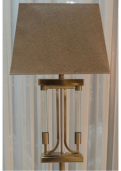 Şık Bej Kristal Taşlı Eskitme Pirinç Kaplama Lambader fiyatları