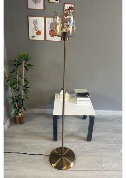 Cam Bal Rengi Düz Ince Gövde Modern Oturma Odası Lambası indirimleri