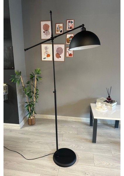 Modern Siyah Metal Zemin Lambası, Oturma ve Çalışma Odası Dekoru