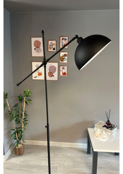 Modern Siyah Metal Zemin Lambası, Oturma ve Çalışma Odası Dekoru