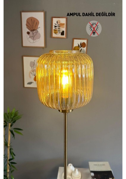 Bal Rengi Cam Lambader, Düz Ince Gövde, Dekoratif Metal, Oturma Odası Zemin Lambası indirimleri