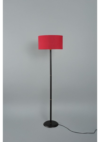 Şık Metal Lambader, Siyah-Bordo, 38X38X145 Cm, Modern ve Şık Aydınlatma Parçası