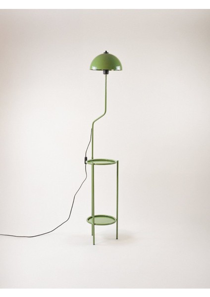 Yeşil ve Siyah Tepsili Mantar Lambader, Şık ve Modern Aydınlatma Seçeneği