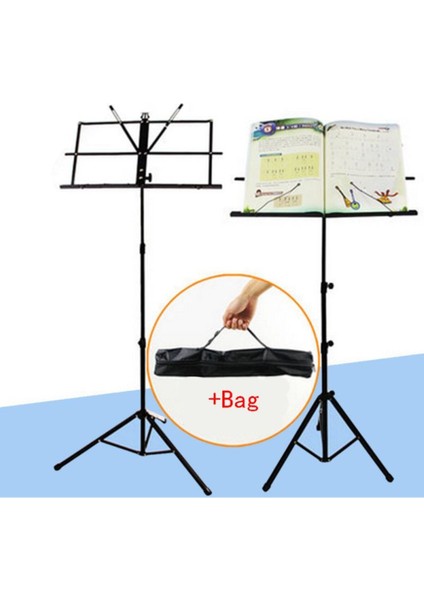 Kalın Bacaklı ve Çantalı Tel Nota Sehpası, Güvenli ve Şık Tasarım