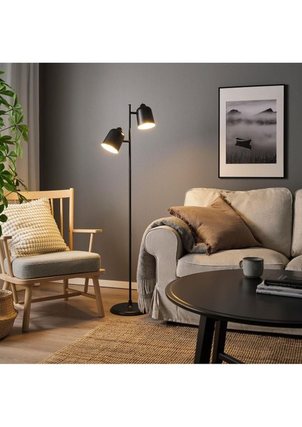 Antrasit Renk Yer ve Okuma Lambası, 147 Cm, Şık ve Modern Tasarım
