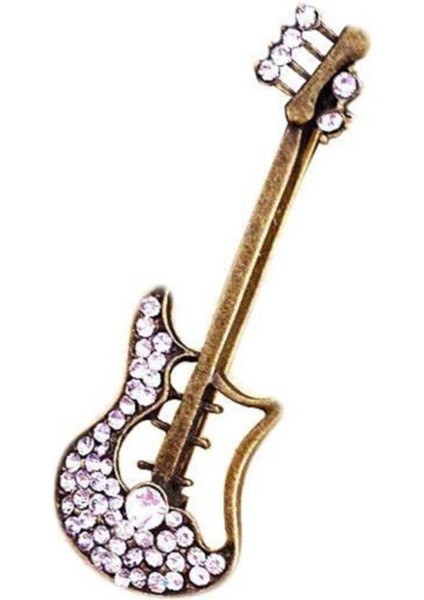 Gitar Şeklinde Broş, Eskitme Detaylı, Şık ve Özel Tasarım