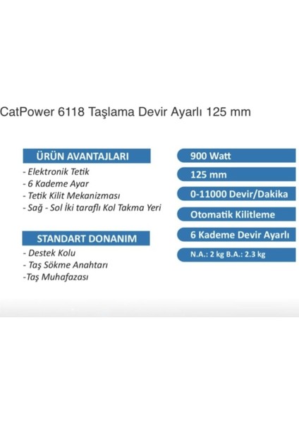 Avuç Taşlama Devir Ayarlı 125 Mm, Güçlü ve Çok Amaçlı El Aleti fiyatları