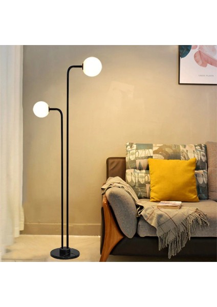Modern Siyah Minimalist Lambader, Iki Cam Ampul ile Şıklık Katıyor
